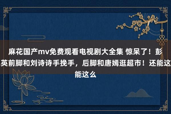麻花国产mv免费观看电视剧大全集 惊呆了！彭冠英前脚和刘诗诗手挽手，后脚和唐嫣逛超市！还能这么